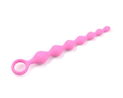 Anal Beads Silicone Butt Plug for Beginner, Silicone Anal Beads Butt Plug for Women Men, G Spot Vaginal Prostate Massager, for Adult Toy Gay Lesbian SM Masturbation Sex Toy Women (Rose Red)