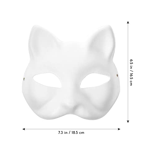 MAELSTROM 10PCS Cat Masks Therian Mask White Blank Animal Mask Base Halloween Costume Masquerade for Holiday Party