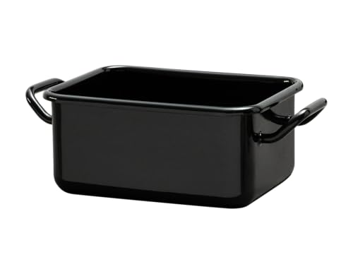 Riess, 2182-022, Mini molde para hornear y servir 15 x 11 x 7 cm, esmalte negro, LBH 20,9 x 20,9 x 7 cm, peso 0,334 kg, país de origen de Austria, molde esmaltado para horno, utensilios de cocina