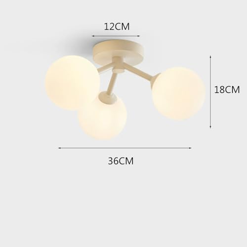 Lámpara de techo Sputnik de 3 luces blanca y dorada semiempotrada 6