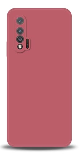 WUACYEAMING Compatible with Huawei nova 6 Case,with Camera Lens Protector Ultra Slim Liquid Silicone Cover Anti-Scratch Shockproof Case-Red