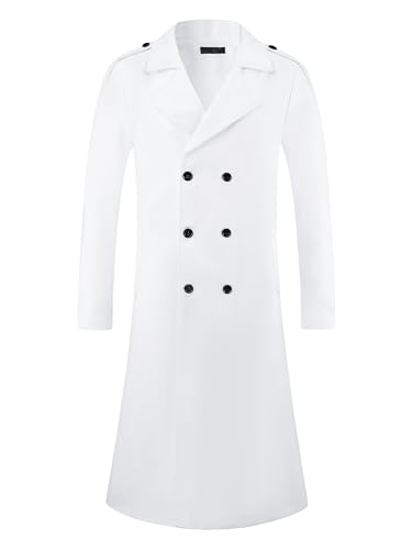 Image of Lars Amadeus Men's Winter Pea Coat Notch Lapel Double Breasted Solid Color Overcoat