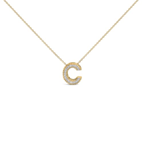 Yellow Gold Vermeil Diamond Accent "C" Initial Bubble Pendant Necklace