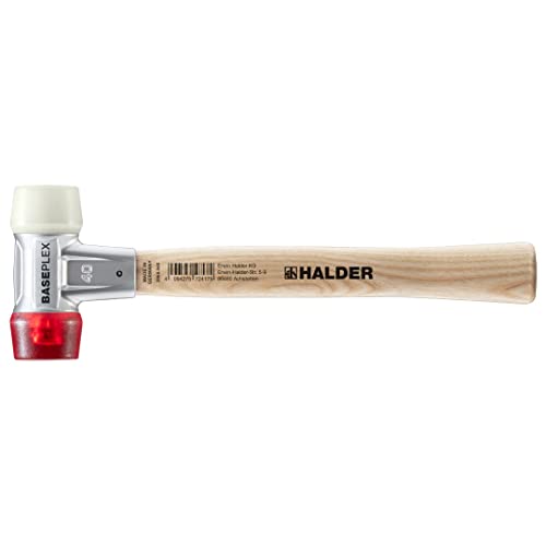 Image of Halder Baseplex Soft-Faced Mallet 3968.040 - Hard Plastic Insert, Hard Nylon Insert, Zinc Die-Cast Housing, Overstrike Protector, 40mm, 17.99 Oz.