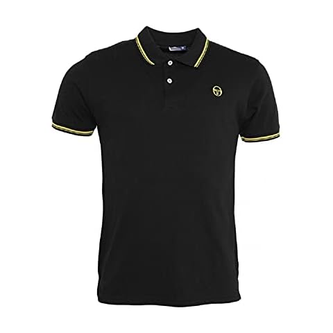 Sergio Tacchini Black Yellow Iconic Stripe Polo Shirt 103.20022 030, XL Cover