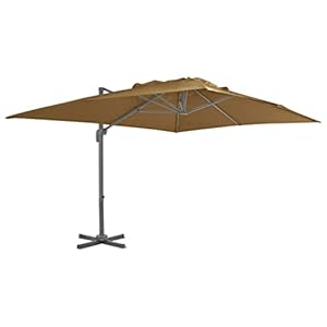 vidaXL Zweefparasol met Aluminium Paal 400×300 cm Taupe Parasol Zonwering