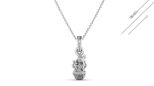 Image of Akshat Sapphire Sterling Silver (92.5% purity) Goddess Maa Lalitha Parameswari Chain Pendant - 7182-AC-P
