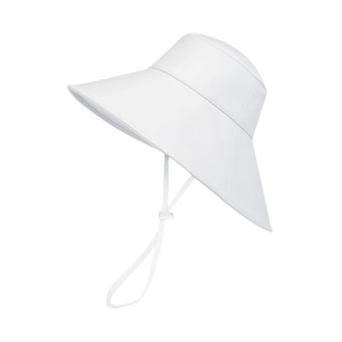 Satin-Lined Waterproof Wide Brim Sun Hat (White)