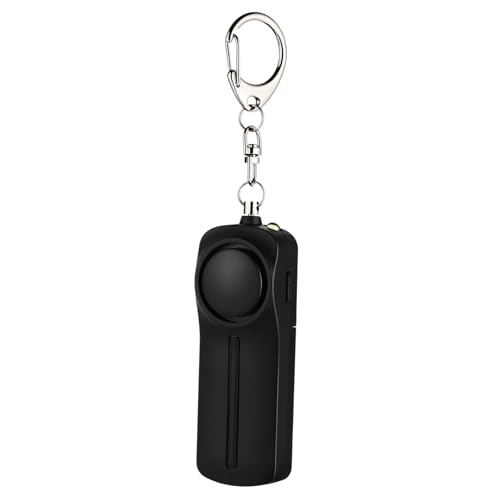 FELTECHELECTR Personal Alarm Mini LED Alarms Reusable Safety Alarm Powered Keychain Tazors Siren Alarm Electric Hand Alert Teaser Women Emergency Alarm Personal Scream Alarm Abs Material Black