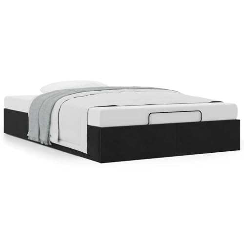 Amorsee Canapé Abatible 120 x 200 cm, Cama Canape 120 x 200 cm, Cama Tapizada 120 x 200 cm, Cama Individual Crema Negro