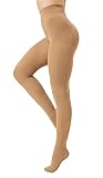 DUCMODA Womens 80 Denier Opaque Tights, Women's Soft Solid Color Footed Pantyhose, High Waist Stocking with 30+ Colors-Suntan-X-Small