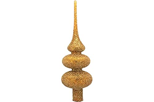 Puntale ornamentale (28x7cm) in vetro soffiato e decorato a mano per albero di Natale, oro