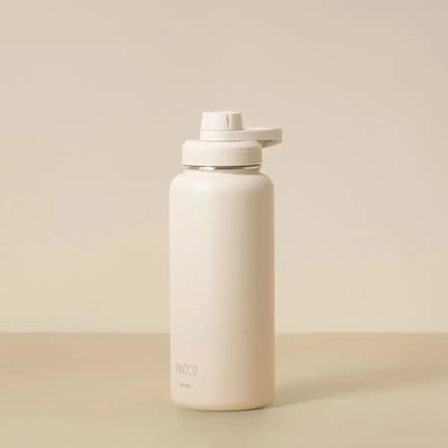 Garrafa Térmica Hydra V2 950ml PACCO Aço Inox 18/8 Até 24h Gelada, até 12h Quente Tampa Hermética (creme)