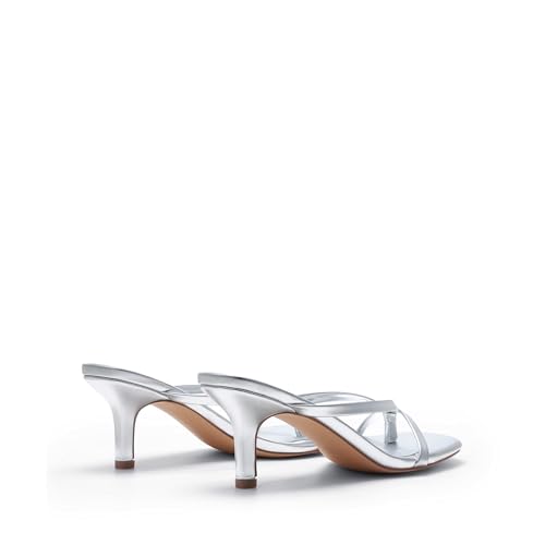 DREAM PAIRS DREAM PAIRS Kitten Heels for Women Flip Flops Slip on Low Heels Open Square Toe Thong Heeled Strappy Sandals Slides Comfortable Dress Shoes,Size 11,Silver,DWUMFF2503