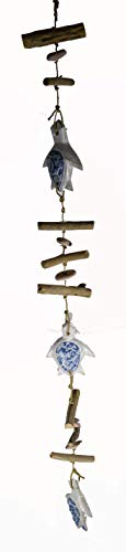 WorldBazzar Hand Carved Turtles Hanging Wall Drift Wood Tropical Wind Art
