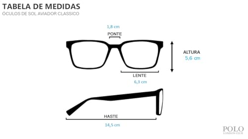 Óculos de Sol Polo London Club, Aviador Clássico design robusto em Metal Stainless Stell, Unissex (D