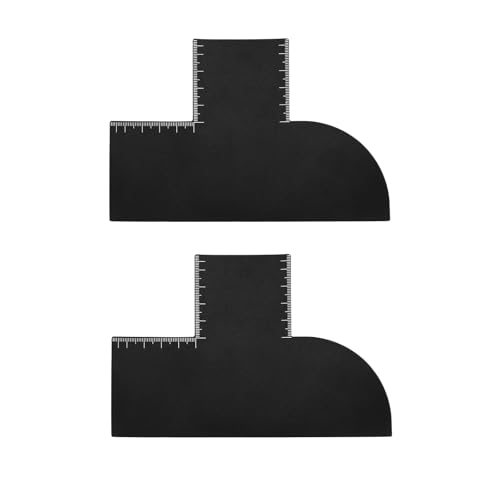 2pcs Barber Enhancement Cards, Black Plastic Easy to Clean Hairline Shaping Spray Tools with Measurement Indicators Reusable Hair Cutting Tools for Edge Hair Liner Beard Shaping Accessories (T Shape)