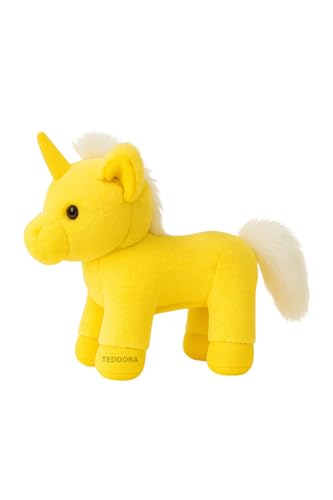 Image of Sparkle Unicorn Soft Toy for Girls Boys Kids,Yellow,Multicolor Rainbow Animal Plush Stuffed Baby Teddy Gift Birthday, 32 cm
