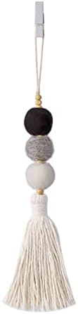 Colorful Felt Ball Car Diffuser Essential Oil Bead Aromatherapy Car Vent Diffuser Boho Tassel Hanging Car Charm Vent Clips Car Interior Decor Air Freshener (Black)