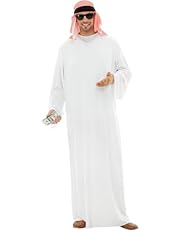 Funidelia | Disfraz de árabe para hombre Jeque, Petróleo, Dinero - Disfraz para adultos y divertidos accesorios para Fiestas, Carnaval y Halloween - Talla XXL - Blanco