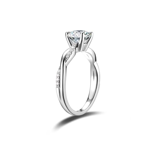 AGVANA Symphony of Vows 0.4-1.14 Ct. Tw. Lab Grown Diamond Petite Twisted Vine Ring in Sterling Silver (0.3-1 Carat Main Stone) Engagement Promise Anniversary Wedding Ring for Women (D-E, VS Clarity)4