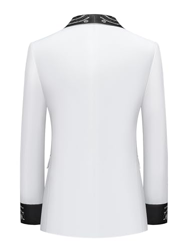 Suits for Men Slim Fit Shawl Lapel Hot Fix Rhinestones Double Breasted Tuxedo Blazer Prom Party Event Banquet Business2