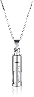 PiercingJ Personalized Custom Stainless Steel Acrylic Cylinder Urn Necklace Ashes Keepsake Memorial Pendant Human Being Ashes Holder Cremation Jewelry w/Fill Kit