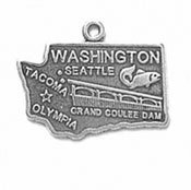 CharmCountrySterling Silver Washington State Travel Charm with Split Ring Item #646