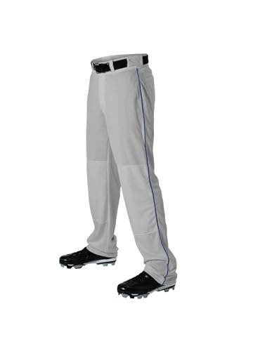 Alleson Athletic Baseball Pants for Boys. Grey/Navy Boys Relaxed Fit Baseball Pants and Machine Washable Fabric with Belt Loop (Style 605WLBY)Medium