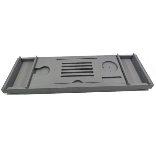 Panier de bain en bambou gris doté de côtés extensibles ajustables - 4