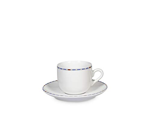 Astrid Set 6 Tazze Caffè Porcellana Con Piatto Decorato 100 cc