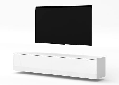 AXLIVING Meuble TV Loriano 180 cm blanc mat/brillant