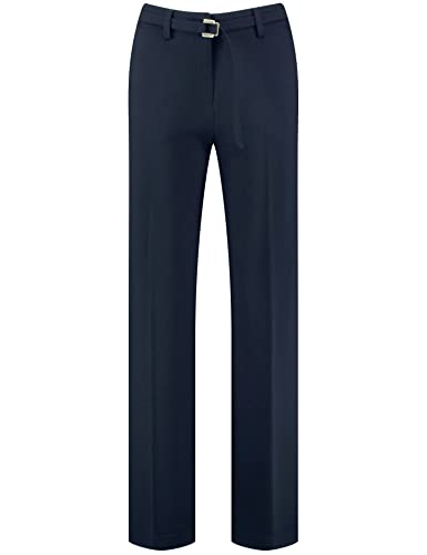 Gerry Weber Damen Stoffhose mit Gürtel unifarben reguläre Länge Navy 46
