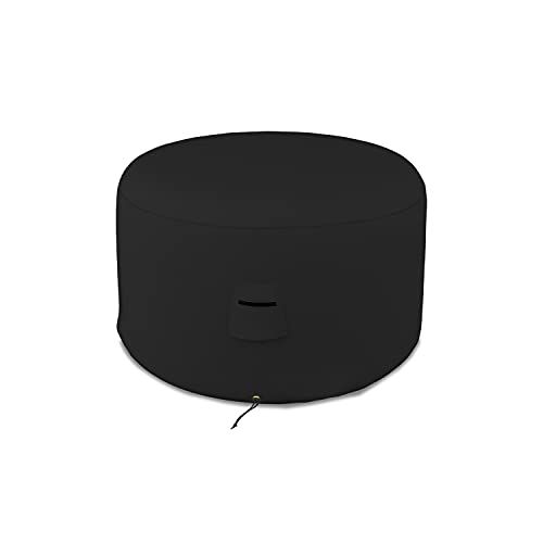 Covers & All Round Ottoman Cover, Heavy Duty 18 Oz Waterproof UV & Weather Resistant Patio Garden Furniture Stool Protector Indoor Outdoor Use, Air Vents & Drawstrings (24