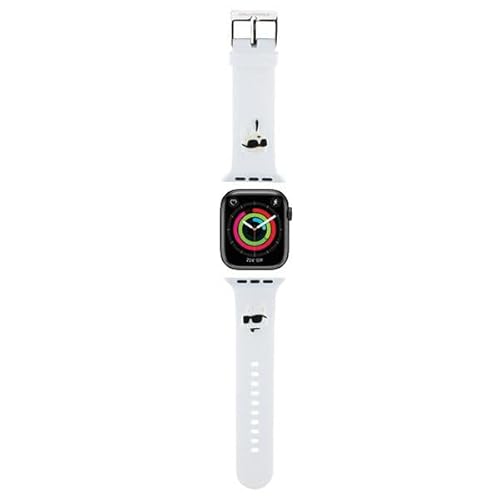 KARL LAGERFELD KLAWMSLKCNH Uhrenarmband für Apple Watch 38/40/41mm Weiß strap 3D Rubber Karl&Choupette Heads