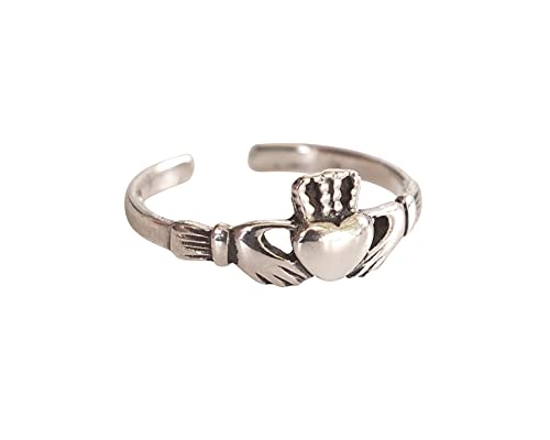 925 Sterling Silver Irish Claddagh Toe Ring/Knuckle Ring - Small Adjustable Friendship, Loyalty & Love Handmade By Miya Jewelry Creation #TOP2