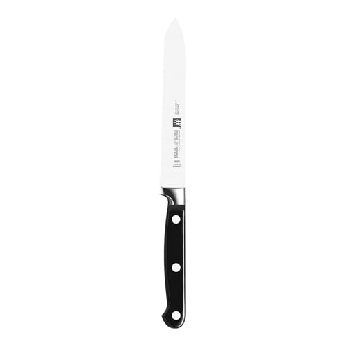 Image of ZWILLING Professional S 5-inch Razor-Sharp German Serrated Utility Knife, Made in Company-Owned German Factory with Special Formula Steel perfected for almost 300 Years, Dishwasher Safe