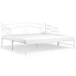 vidaXL Pull-out Sofa Bed Frame - Metal Construction Witnessing Durability - Daybed to Maximize Floor Space - Converts Easily between Sofa and Bed - White