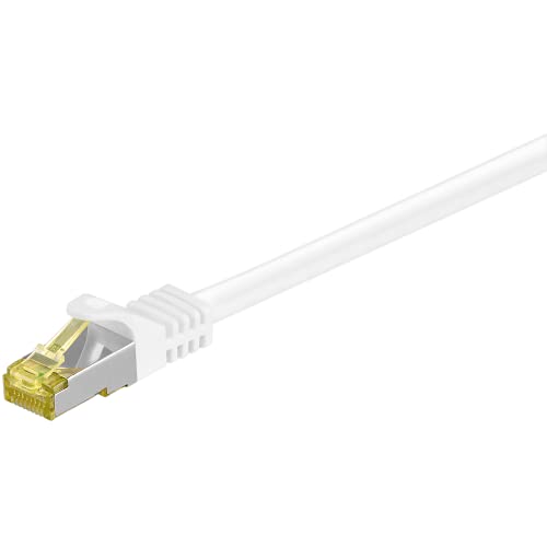 Goobay 92669 Lan Kabel 20meter doppelt geschirmt S-FTP - Netzwerkkabel CAT 7 Kabel 20m - LAN Kabel CAT 7 mit 10 Gigabit - RJ45 Stecker - Wei&szlig;