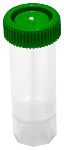 Caplugs Evergreen 240-3534-G30 CTS Series 30 mL Centrifuge Tube with Spork, Freestanding, PP Tube, Molded-in 5 mL Interval Graduations, Green HD-PE Caps, Bulk Pack, Natural, 1000 Pack (2403534G30E1)