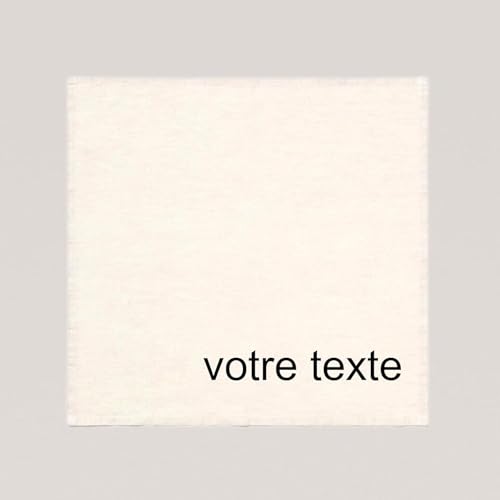 Serviette de Table personnalisée en Lin avec Broderie du prénom, Texte - Lavable en Machine (Blanc)