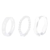 CWFPBA 3Pcs Minimalist Vintage Thin Acrylic Resin Ring Stretch Pearl Beaded Stackable Set Handmade Cute Irregular Knuckle Finger Ring Sweet Birthday Wedding Jewelry for Women-clear