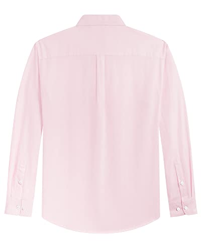 J.VER Boy's Long Sleeve Oxford Dress Shirts Solid Casual Button Down Collar Shirt Kids Formal Light Pink 16 Years-17 Years