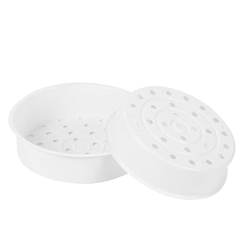 Dranvosk 2PCS Plastic Steamer Basket Set for Rice Cooker & Pots - Multipurpose Kitchen Gadgets for Vegetables, Dumplings, Food Steam Cooking Accessories (White)