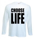 Tribal T-Shirts Men's White Choose Life Long Sleeve T-Shirt (Large, )