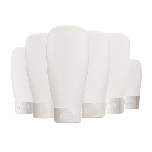 Upstore 6 x 150ml plástico Transparente vacío rellenable Tubos Suaves para cosméticos Botella de Viaje con Tapa abatible para Limpiador Facial champú loción
