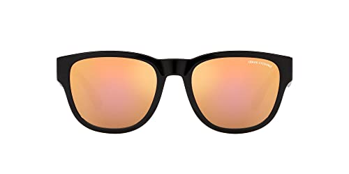 Armani Exchange Man Sunglasses Shiny Black Frame, Pink Mirror Gold Lenses, 54MM
