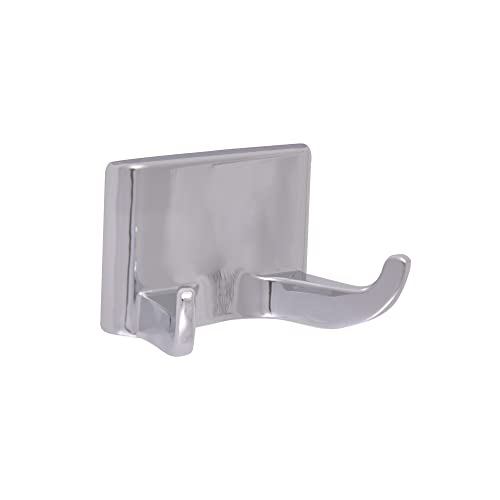 Image of Design House Millbridge Double Robe Hook, Polished Chrome, Standard Wall Mount, Concealed Screws, Easy Installation, Bathroom Hardware, 2.44 in L x 1.5 in W x 1.48 in H, Item 533059