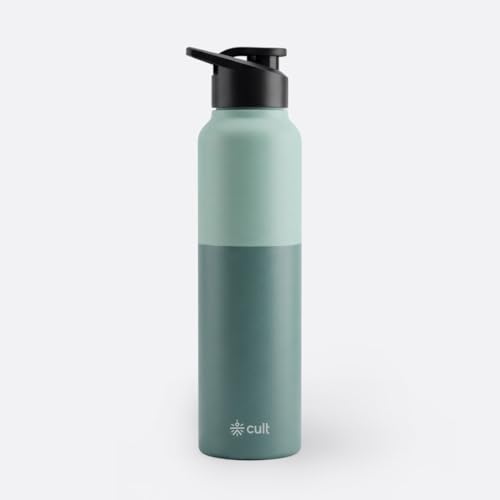 CULT Stainless Steel Water Bottle 1 Litre with Sports Cap – Durable, Leakproof, Rust-Resistant, Easy to Clean, Lightweight & Portable – Ideal for Gym, Office, Travel & Outdoor Green