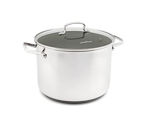 GreenChef Olla Antiadherente de Acero Inoxidable, Apto para Todo Tipo de Cocinas, Inducción, Horno y Lavavajillas, 24 cm/ 7.6 L, Plateada Cover